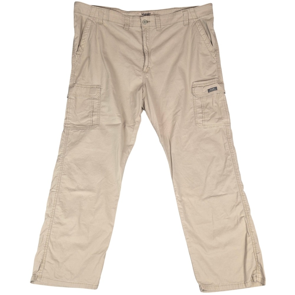Wrangler Cargo Tech Ripstop Pants Mens 46 Khaki Stretch Straight Leg Gorpcore